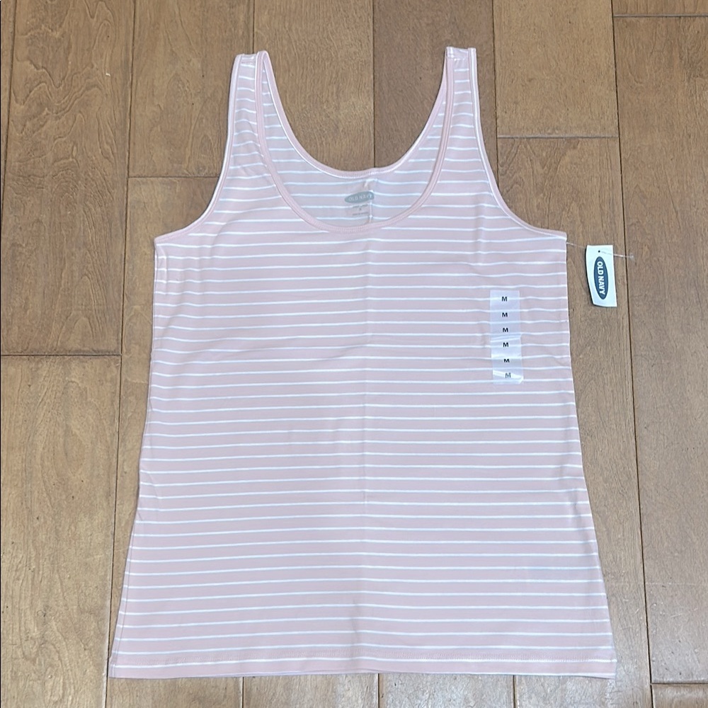 Stripe Sleeveless Tank Top White & Pink